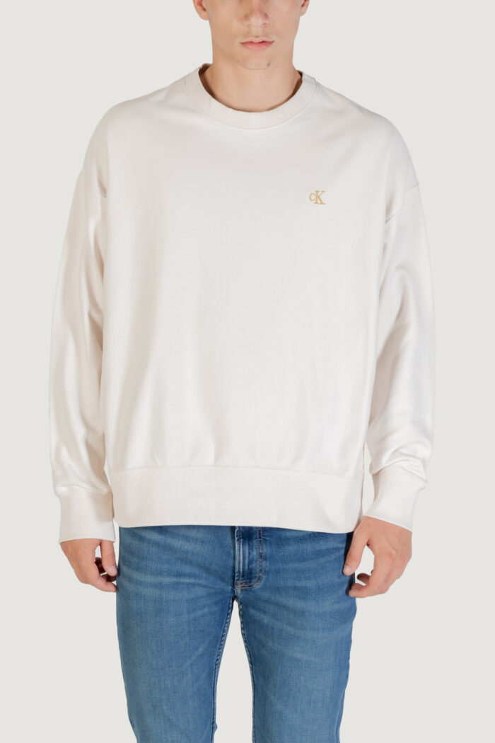 Felpa senza cappuccio Calvin Klein PREMIUM TERRY MONOGR Latte – LV04RC277G