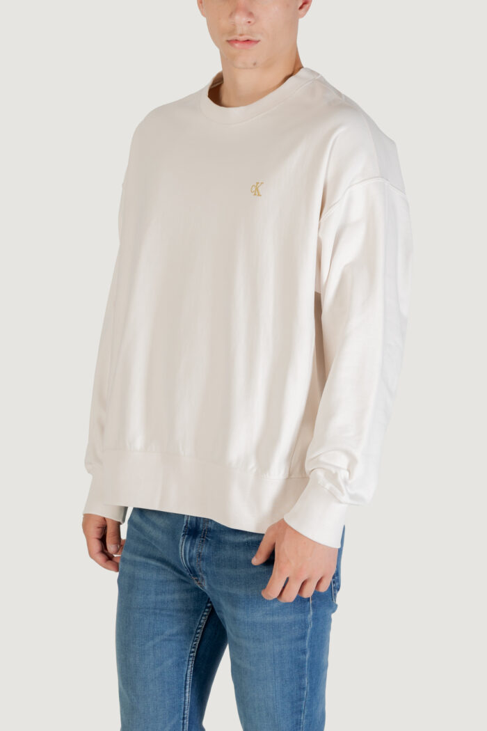 Felpa senza cappuccio Calvin Klein PREMIUM TERRY MONOGR Latte – LV04RC277G