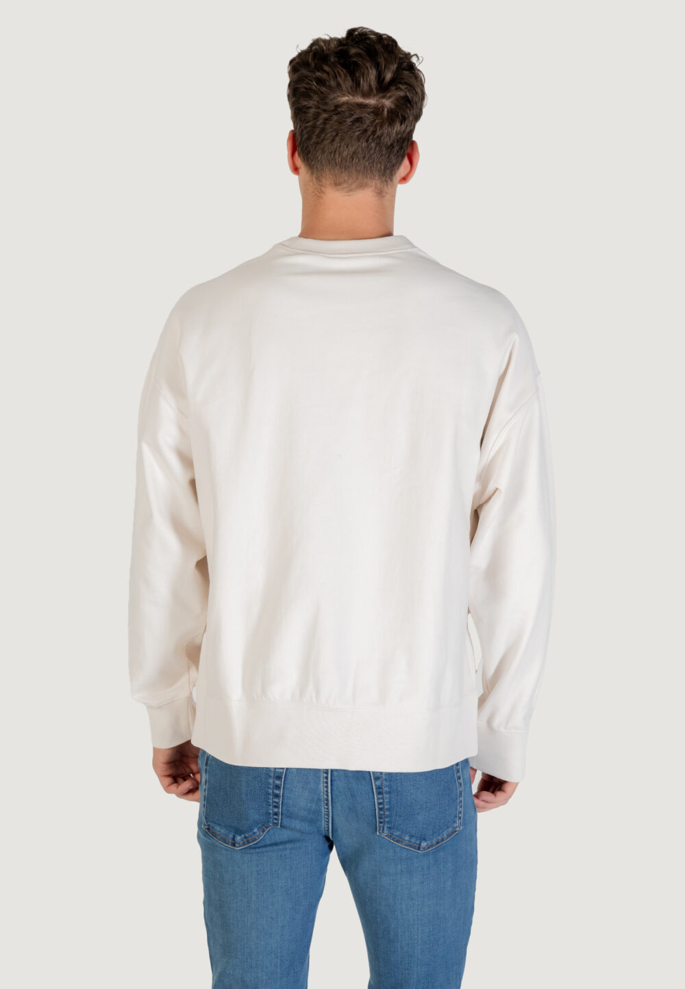 Felpa senza cappuccio Calvin Klein Jeans PREMIUM TERRY MONOGR Latte - Foto 4
