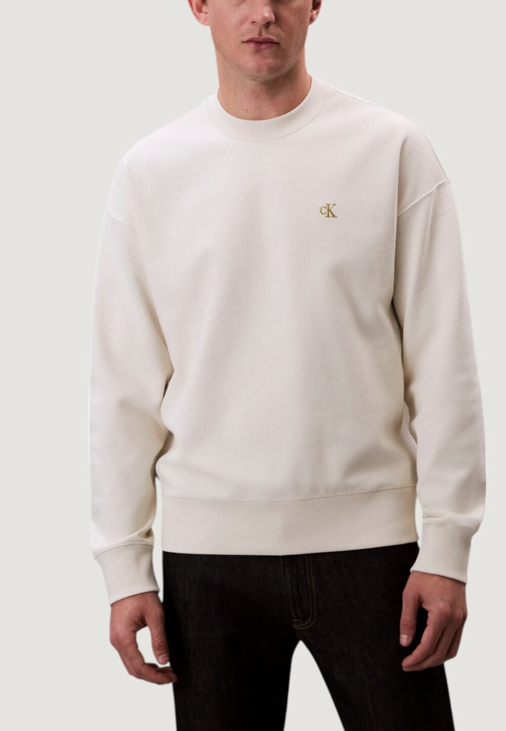 Felpa senza cappuccio Calvin Klein Jeans PREMIUM TERRY MONOGR Latte - Foto 1