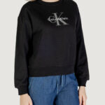Felpa senza cappuccio Calvin Klein Jeans LS MONOLOGO FRENCH T Nero - Foto 3