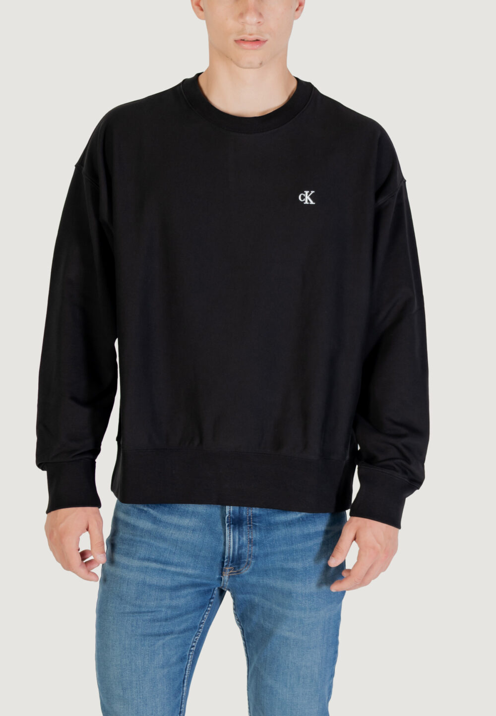 Felpa senza cappuccio Calvin Klein Jeans PREMIUM TERRY MONOGR Nero - Foto 1