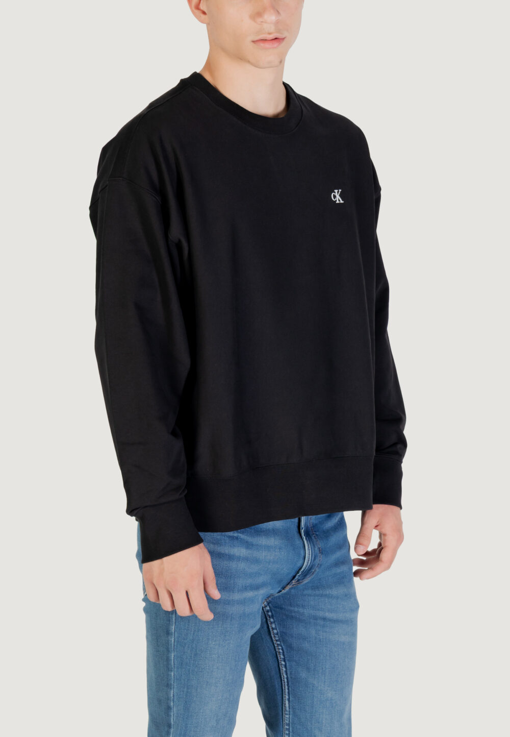 Felpa senza cappuccio Calvin Klein Jeans PREMIUM TERRY MONOGR Nero - Foto 3