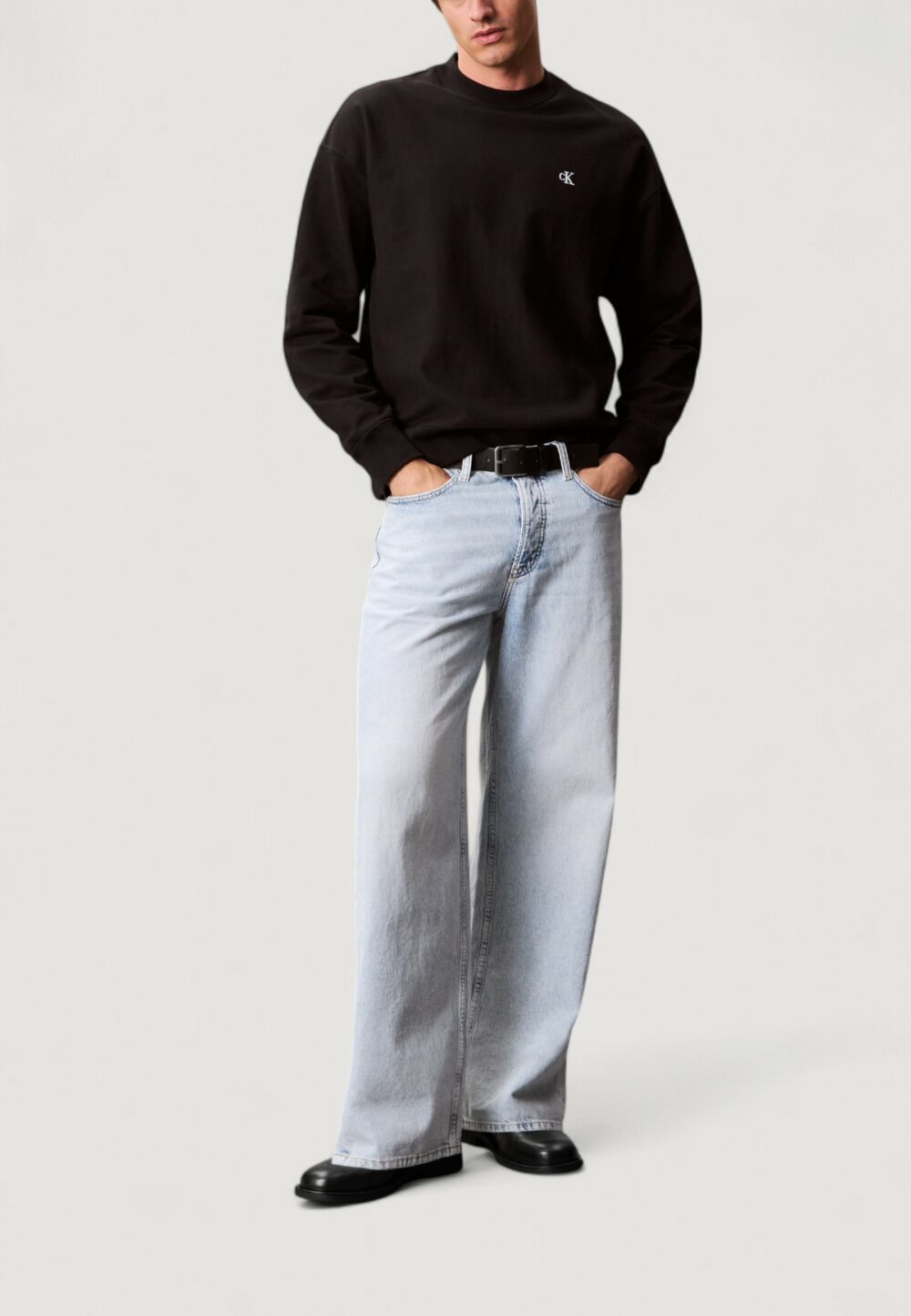 Felpa senza cappuccio Calvin Klein Jeans PREMIUM TERRY MONOGR Nero - Foto 3