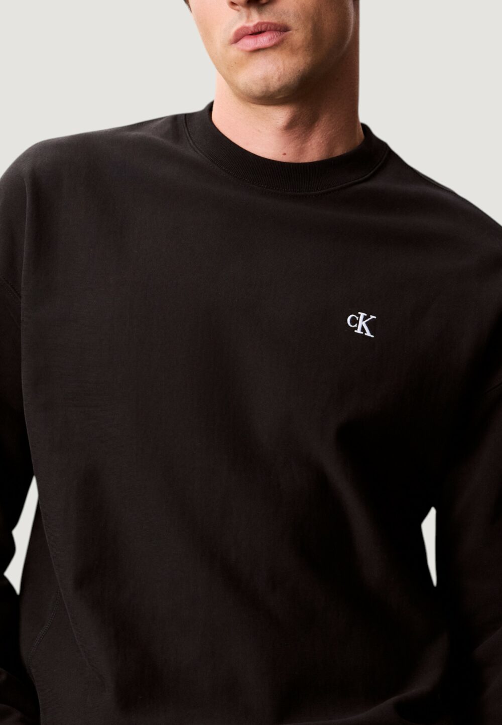 Felpa senza cappuccio Calvin Klein Jeans PREMIUM TERRY MONOGR Nero - Foto 4