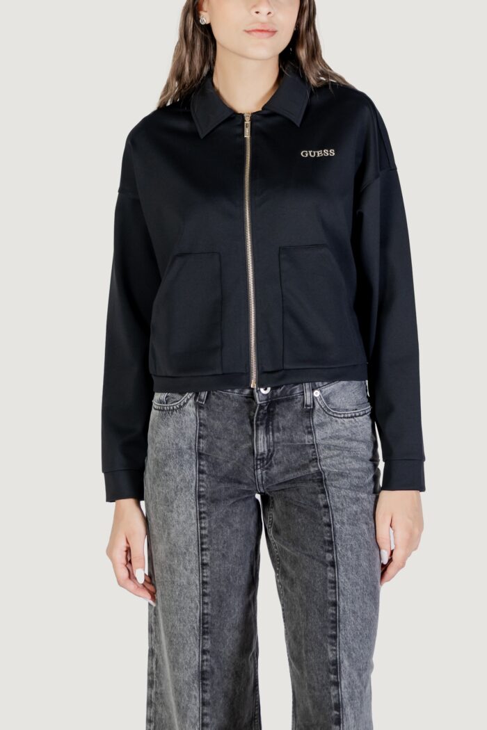 Felpa senza cappuccio Guess Active CARLA CROP ZIP JACKET Nero – V5YL08 KCX42