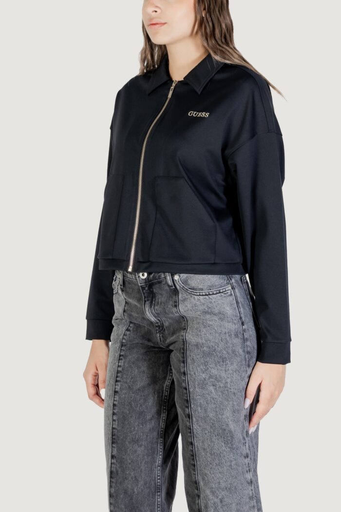 Felpa senza cappuccio Guess Active CARLA CROP ZIP JACKET Nero – V5YL08 KCX42