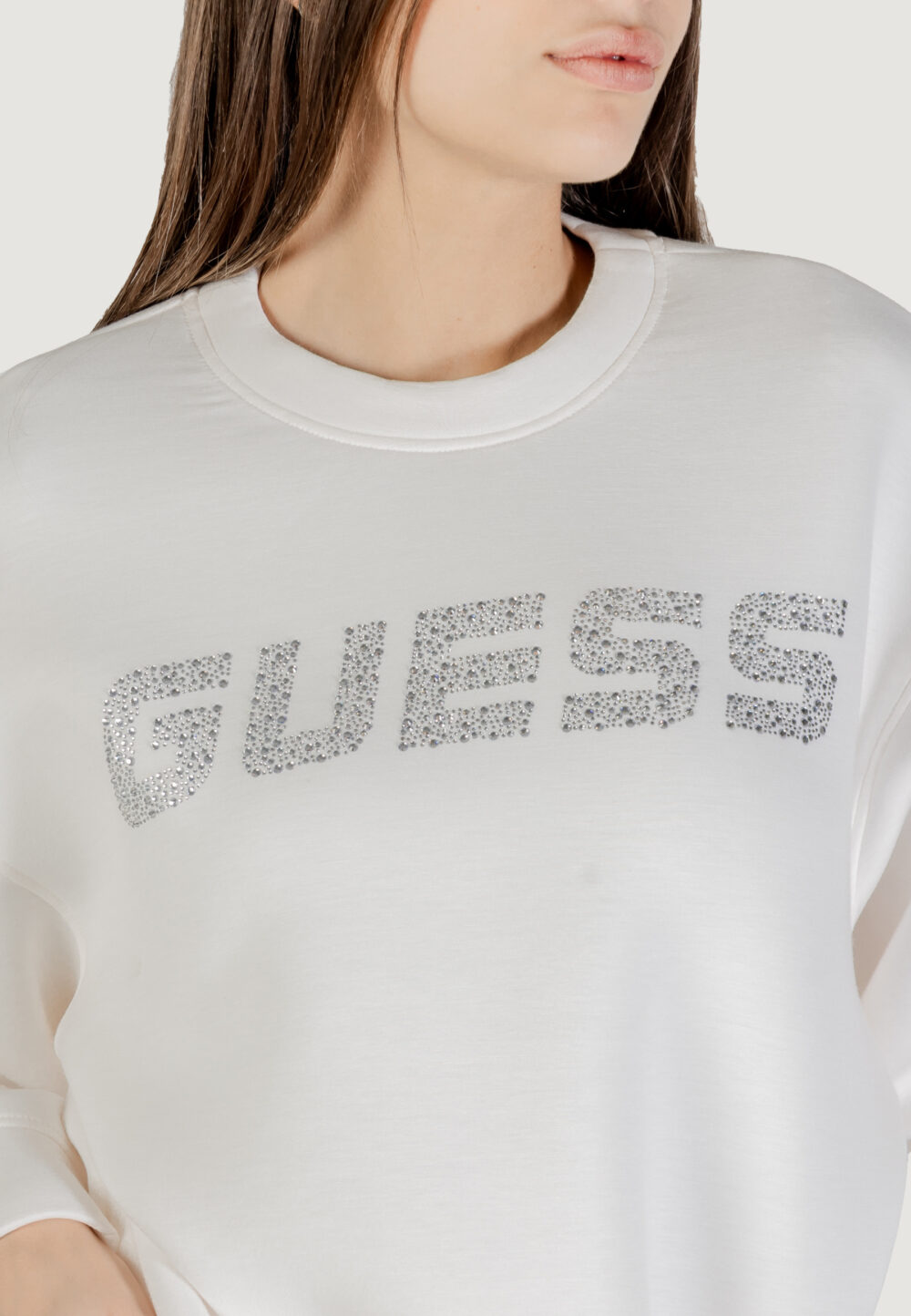 Felpa senza cappuccio Guess Active CECILIA CN SWEATSHIRT Panna - Foto 3