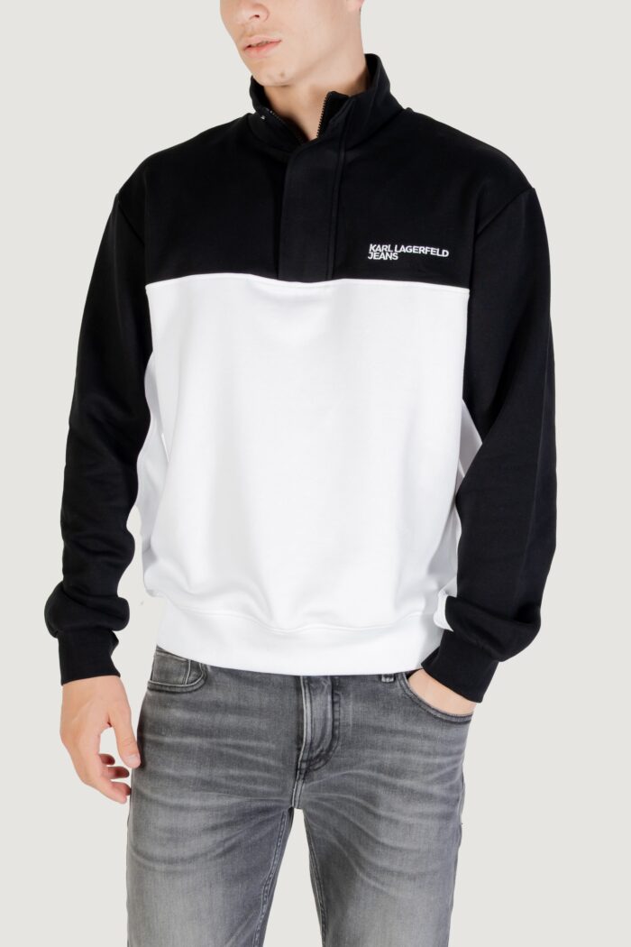 Felpa senza cappuccio Karl Lagerfeld KLJ REG BLOCKED HALF ZIP SWEAT Black-White – A3M20026