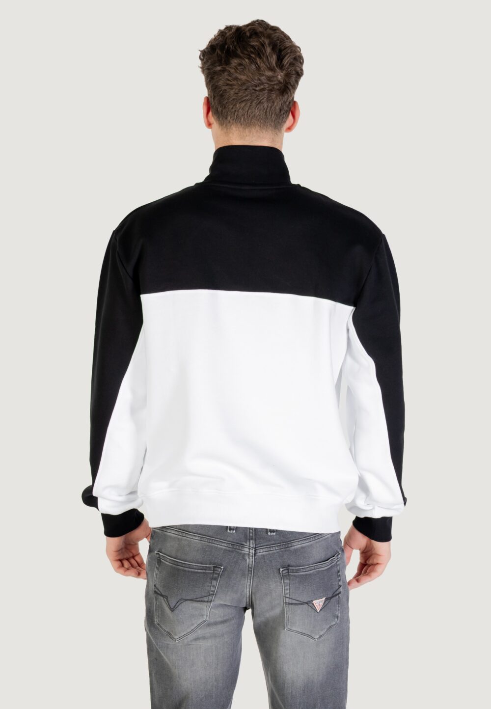 Felpa senza cappuccio KARL LAGERFELD KLJ REG BLOCKED HALF ZIP SWEAT Black-White - Foto 2
