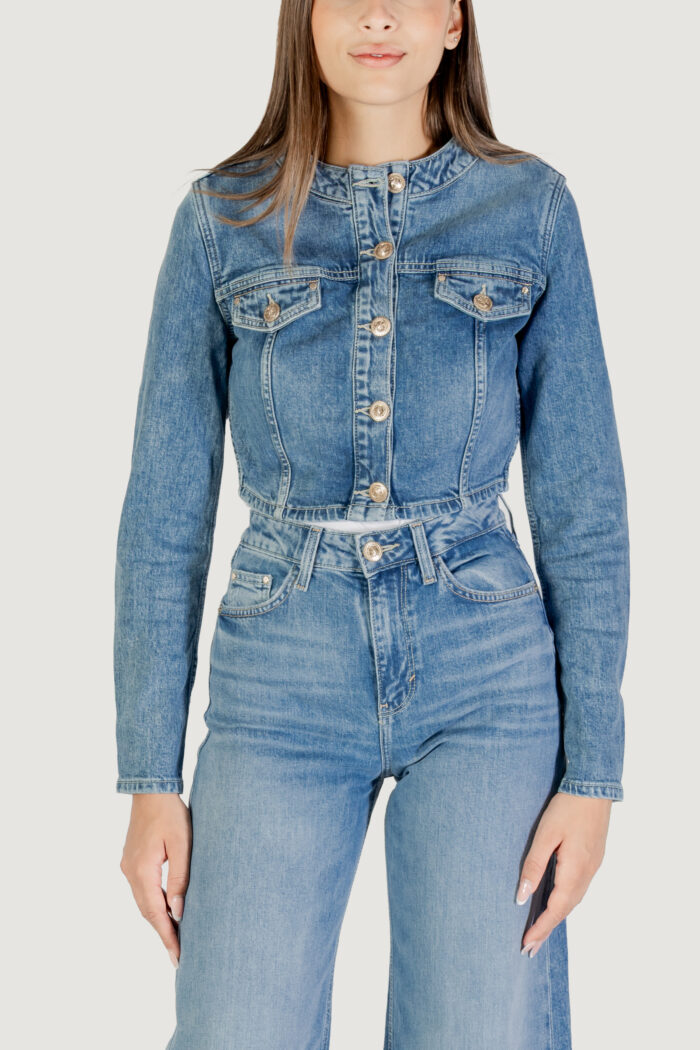 Giacchetto Guess GEMMA CROP JACKET Denim – W5YN53 D5QP2