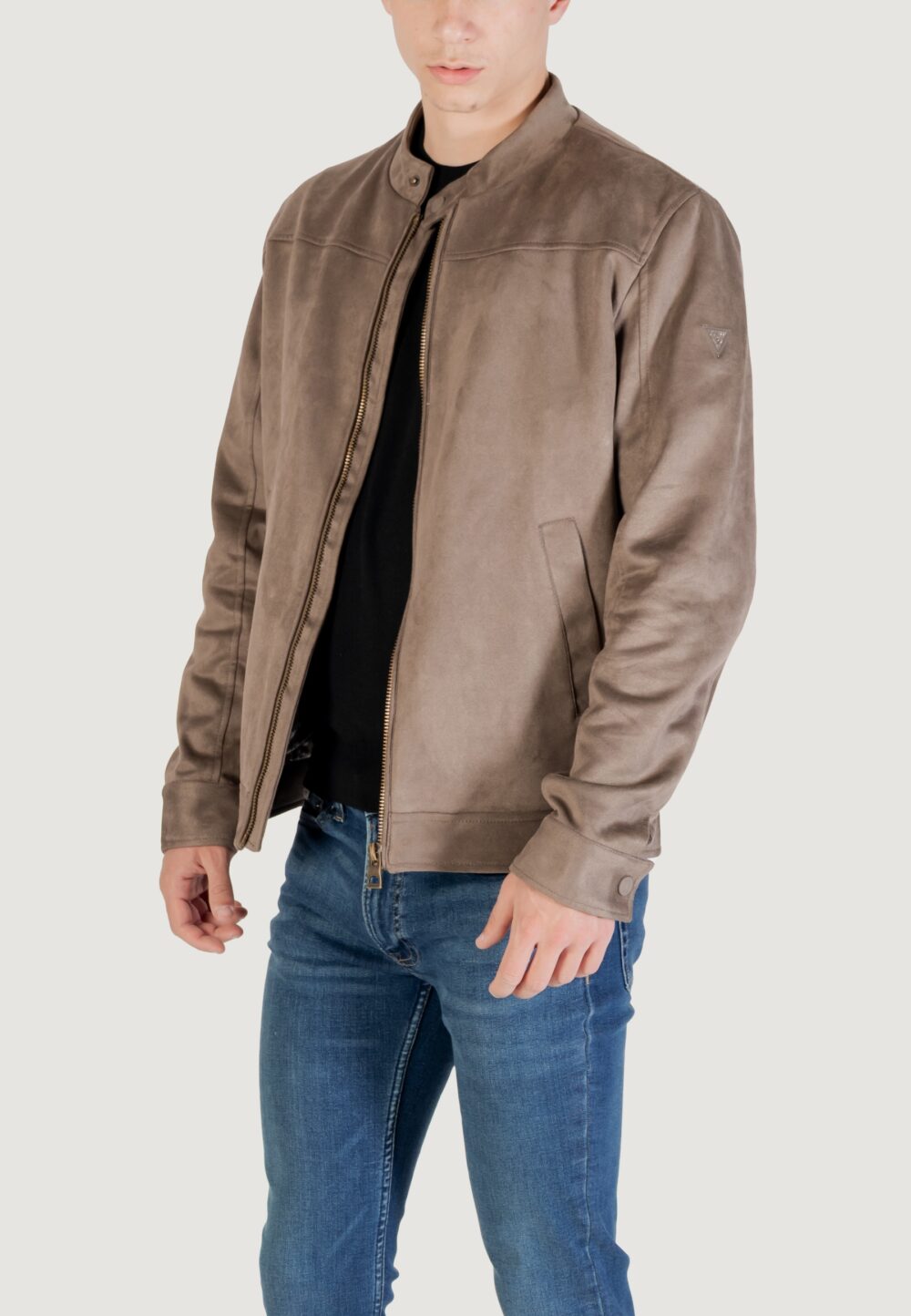 Giacchetto Guess SUEDE BIKER JACKET Terra - Fango - Foto 4