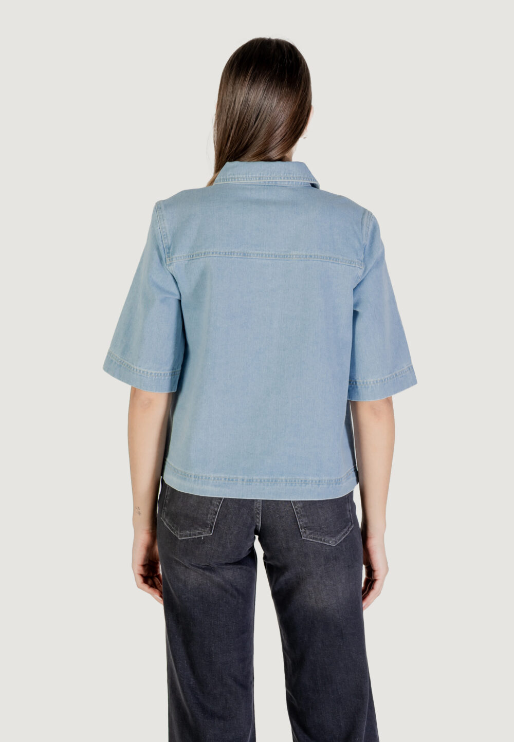 Giacchetto Only ONLBELLE S/S SHIRT DNM GUA NOOS Denim chiaro - Foto 3
