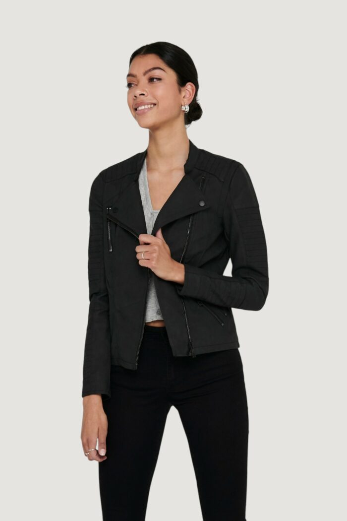 Giacchetto Only AVA FAUX LEATHER BIKER Nero