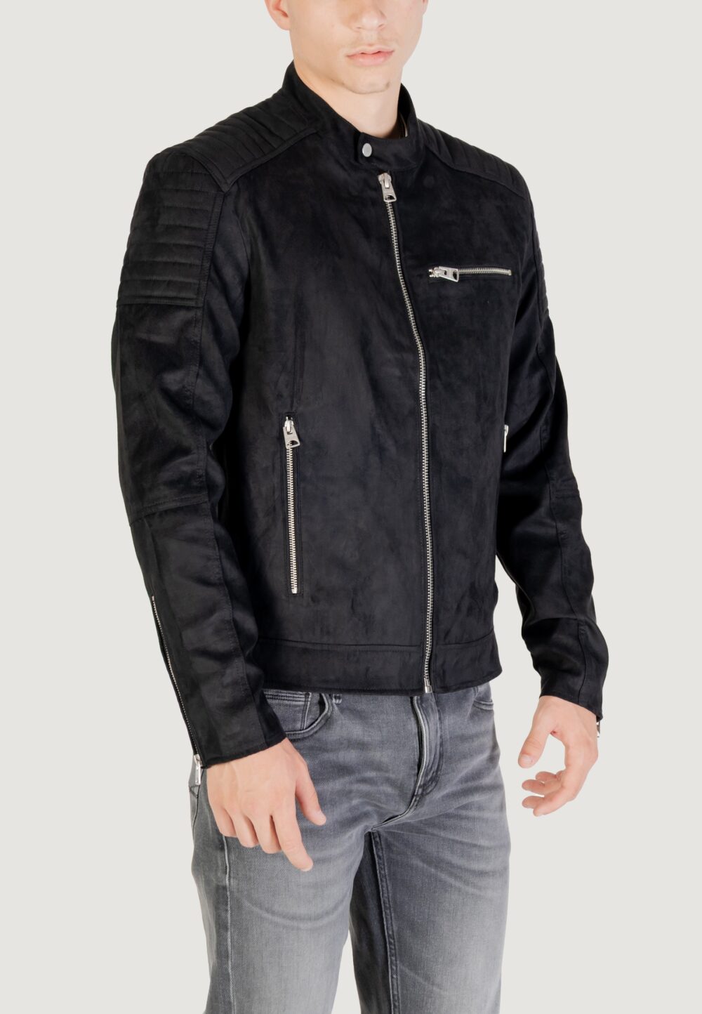 Giacchetto Only & Sons ONSGUS FAUX SUEDE RACER JACKET OTW NOO Nero - Foto 3