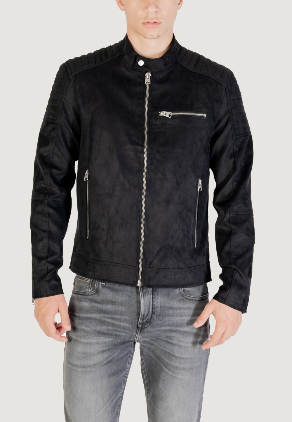 Giacchetto Only & Sons ONSGUS FAUX SUEDE RACER JACKET OTW NOO Nero - Foto 5