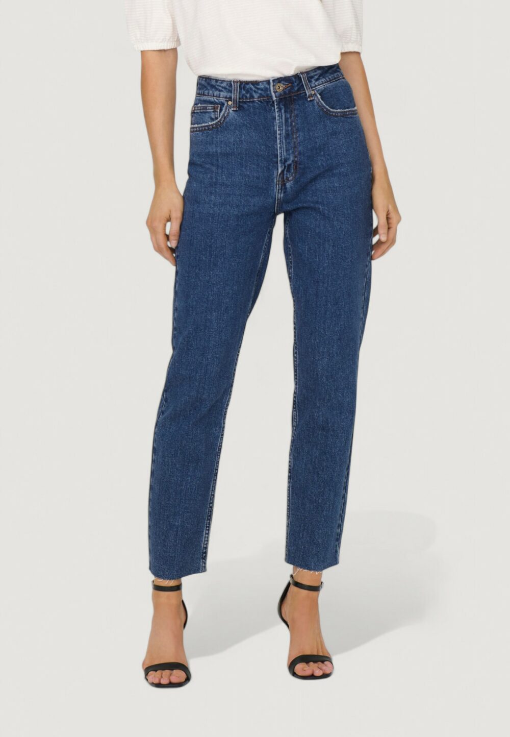 Jeans mom Only ONLEMILY HW ST RAW CR AN MAE05 NOOS Blue Denim Scuro - Foto 3