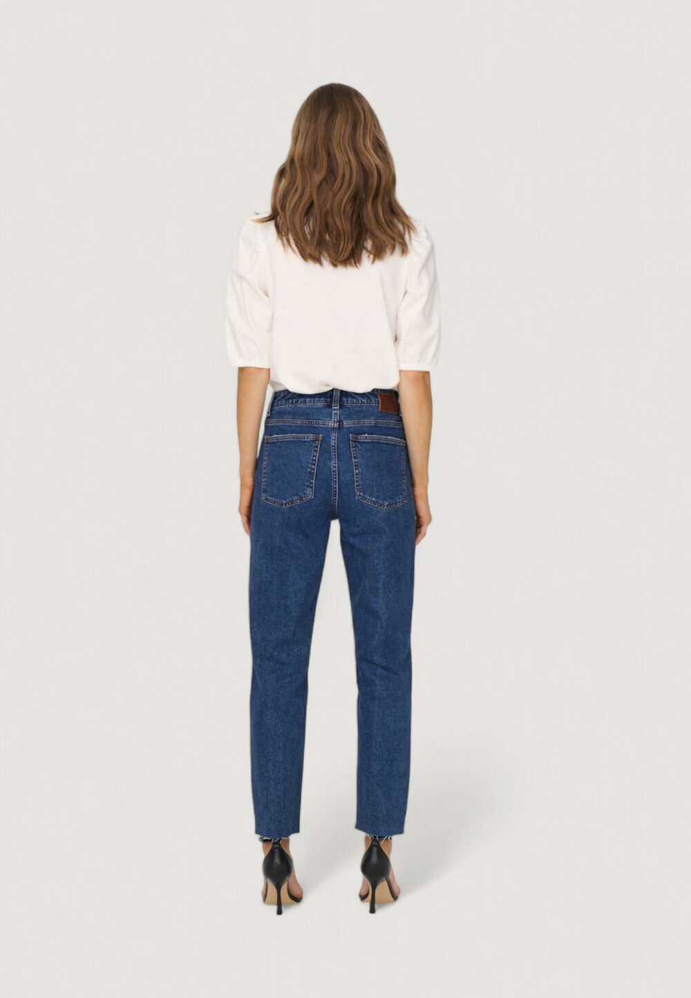 Jeans mom Only ONLEMILY HW ST RAW CR AN MAE05 NOOS Blue Denim Scuro - Foto 4