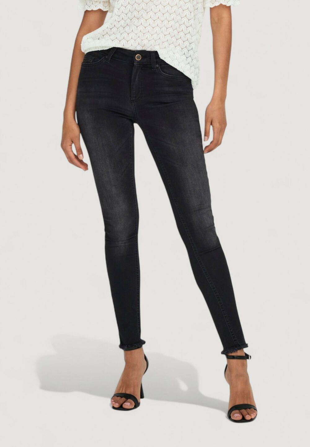 Jeans skinny Only BLUSH LIFE MID ANK RAW REA1099 NOOS Nero - Foto 3