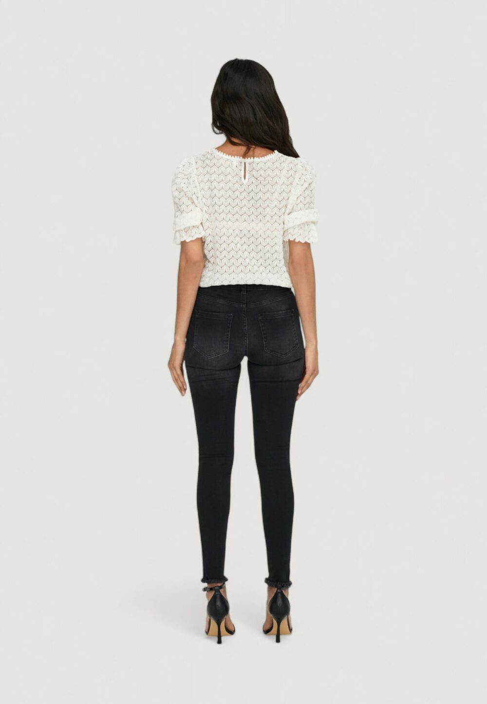 Jeans skinny Only BLUSH LIFE MID ANK RAW REA1099 NOOS Nero - Foto 4