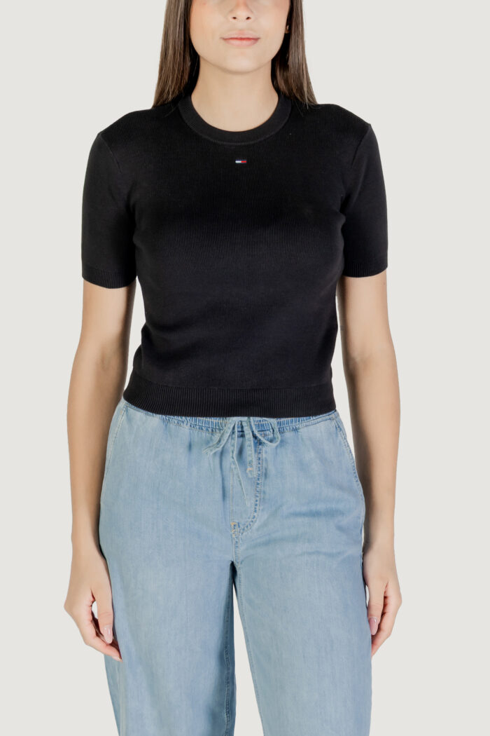 Maglia in filo manica corta Tommy Hilfiger TJW ESSENTIAL SS SWE Nero – DW0DW19336