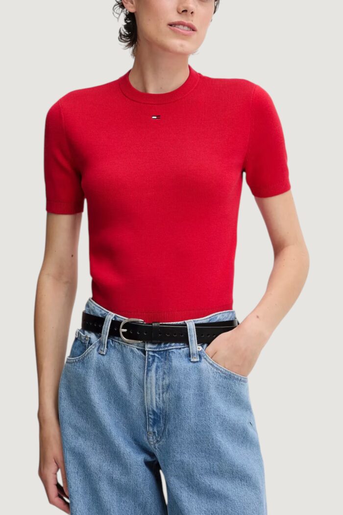 Maglia in filo manica corta Tommy Hilfiger TJW ESSENTIAL SS SWE Rosso – DW0DW19336