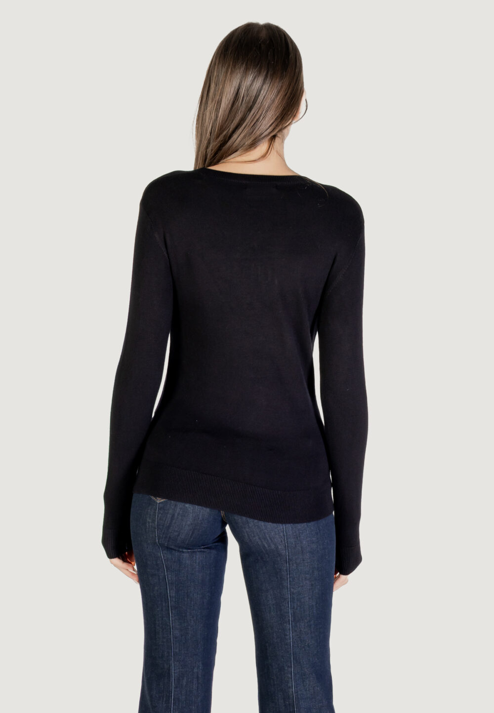 Maglia Guess LS CN KIARA TRIANGLE LOGO SWTR Nero - Foto 5