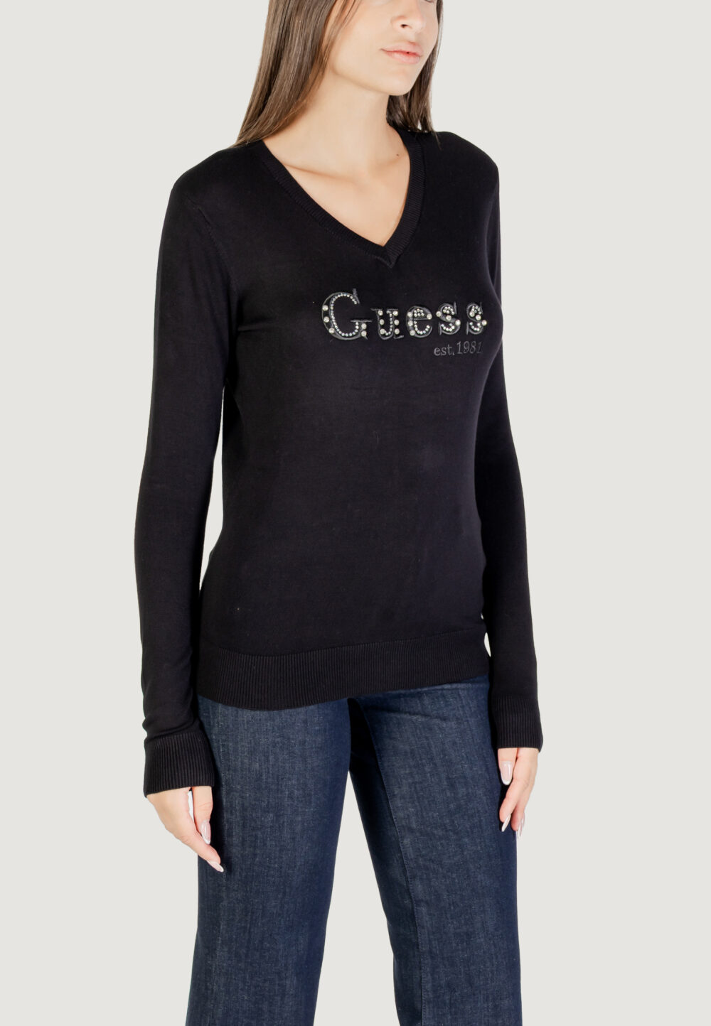 Maglia Guess LS VN KENZIE LOGO SWTR Nero - Foto 3