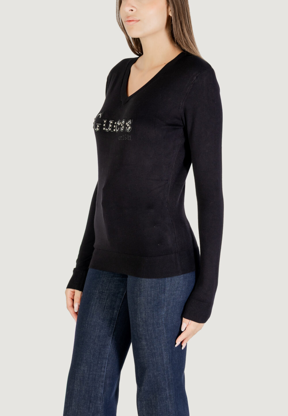 Maglia Guess LS VN KENZIE LOGO SWTR Nero - Foto 4