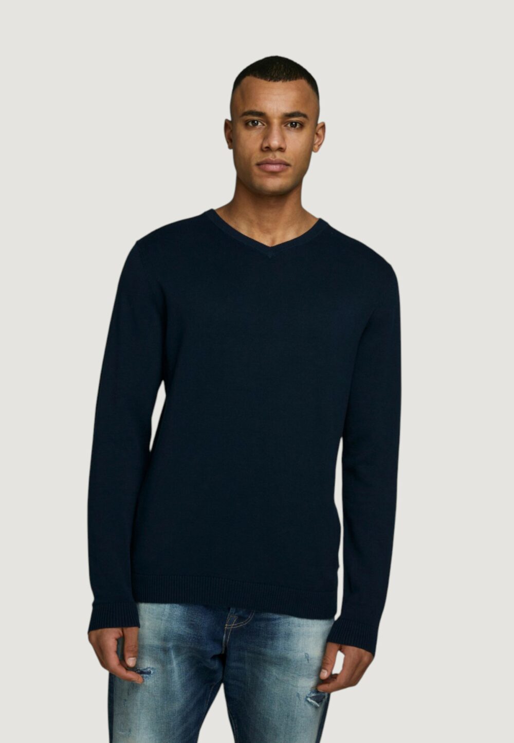 Maglia Jack Jones JJEBASIC KNIT V-NECK NOOS Blue scuro - Foto 3