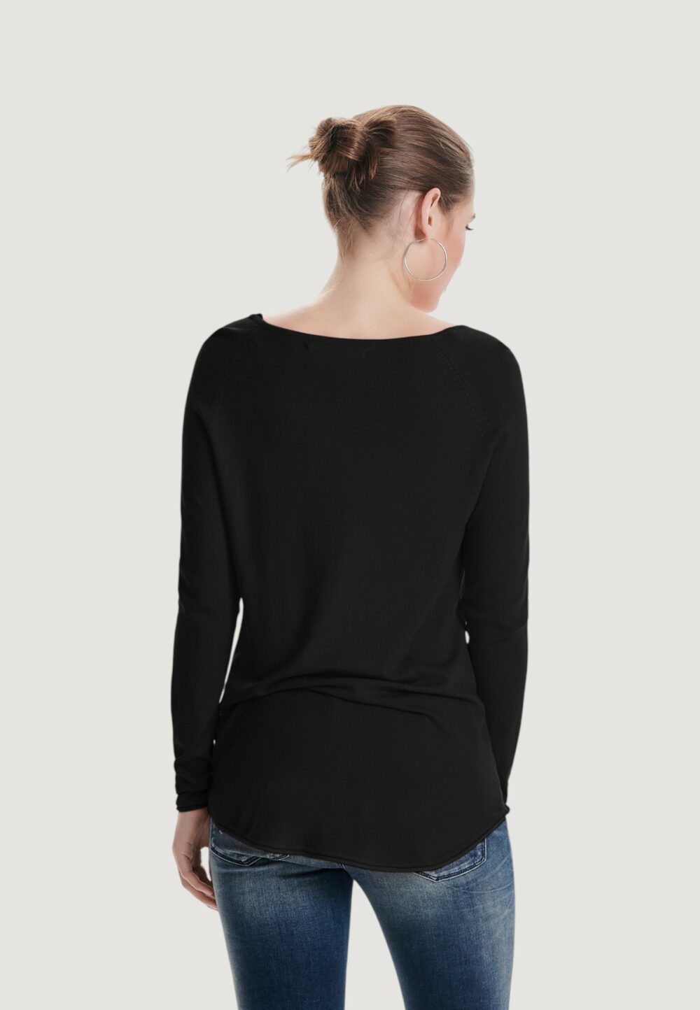 Maglia Only ONLMILA LACY L/S LONG PULLOVER KNT Nero - Foto 4