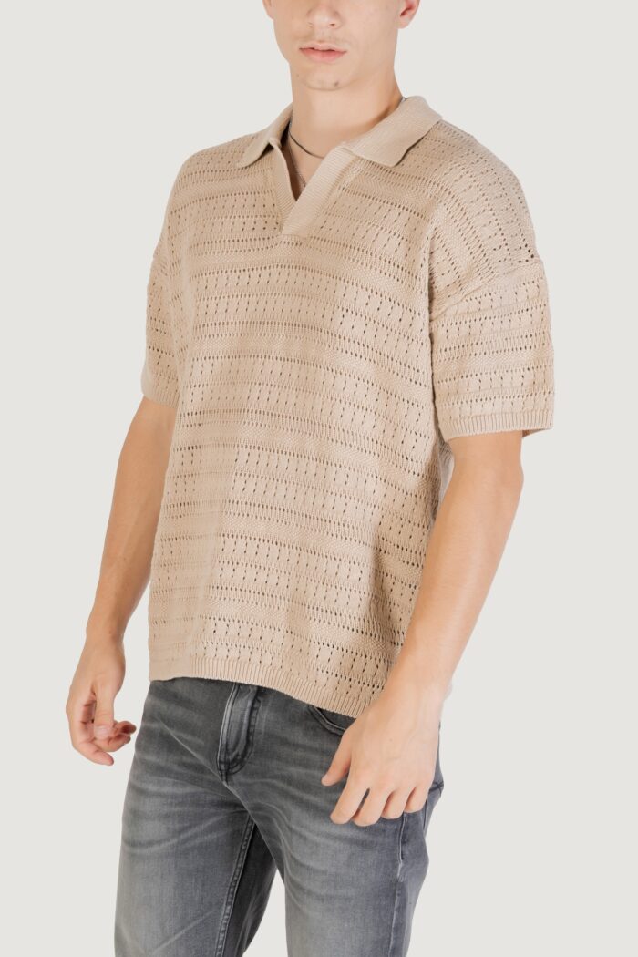 Maglia Only & Sons ONSGRAYSON DS 5 CHOCHET POLO KNIT NOOS Beige