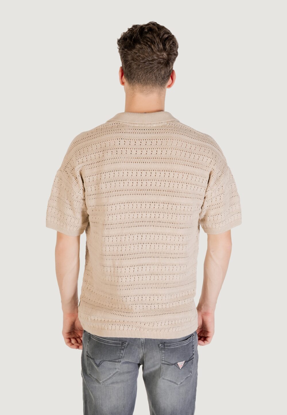 Maglia Only & Sons ONSGRAYSON DS 5 CHOCHET POLO KNIT NOOS Beige - Foto 4