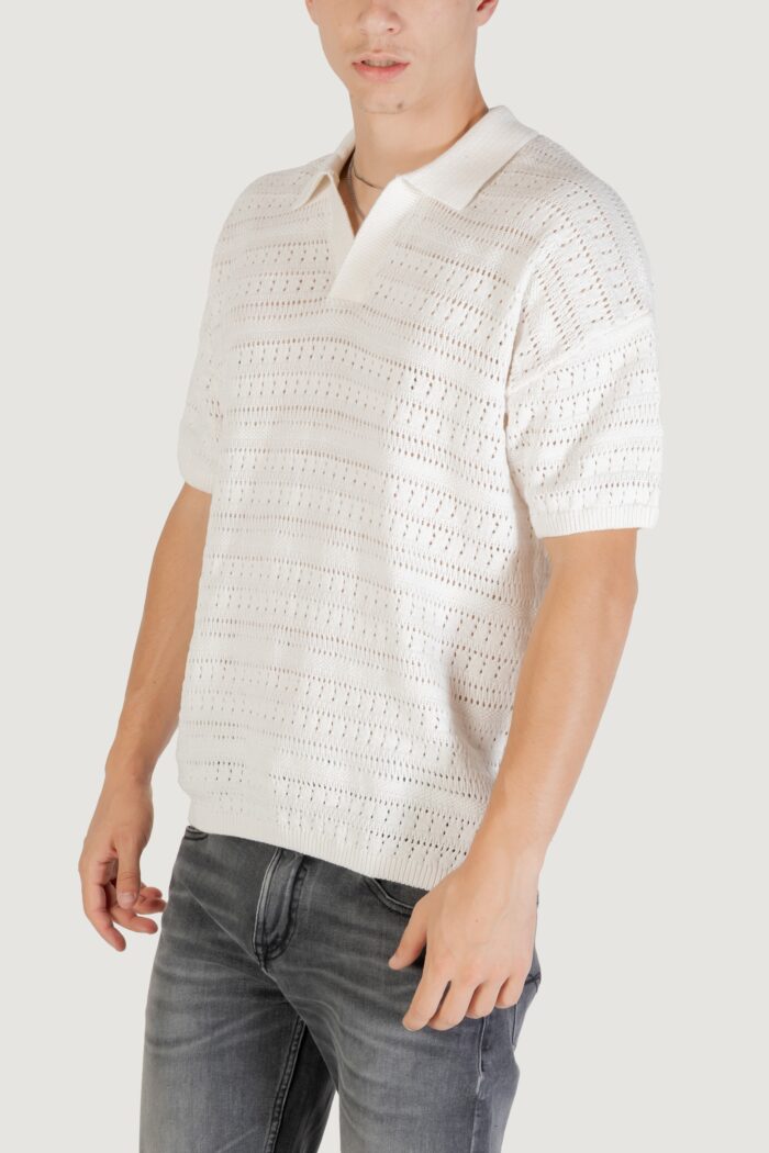 Maglia Only & Sons ONSGRAYSON DS 5 CHOCHET POLO KNIT NOOS Bianco