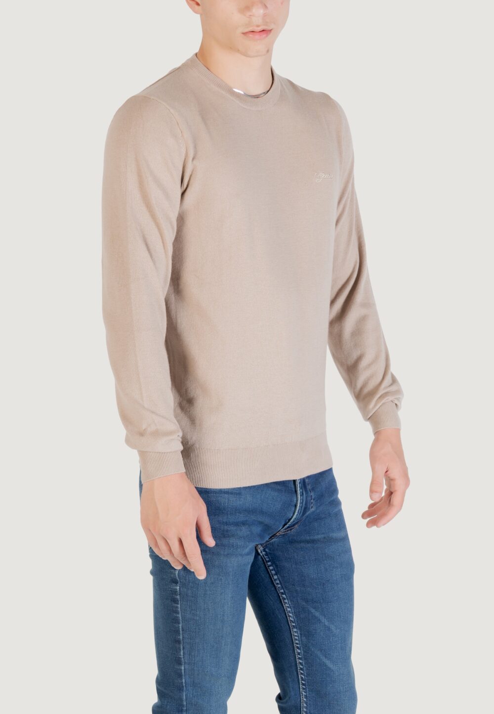 Maglione Guess DANIEL CN LS BASIC SWTR Beige chiaro - Foto 3