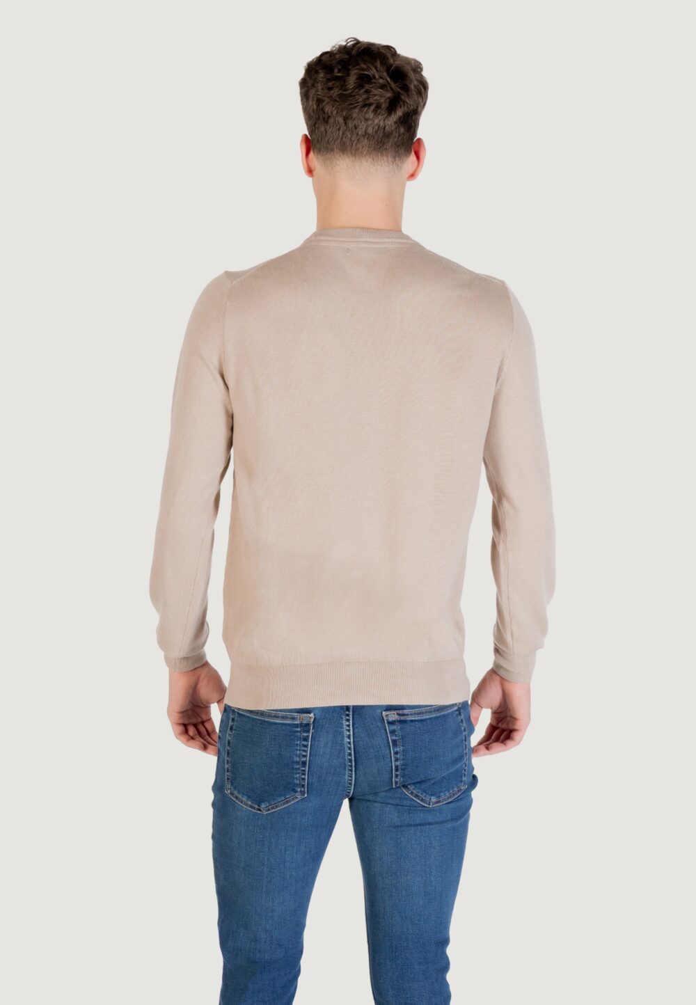 Maglione Guess DANIEL CN LS BASIC SWTR Beige chiaro - Foto 5