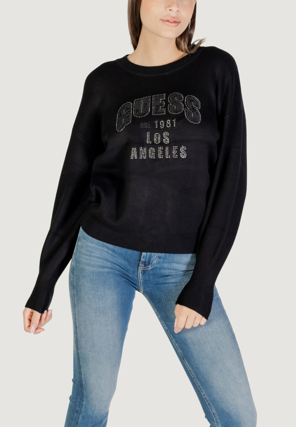 Maglione Guess LS CN LEIGHTON LOGO SWTR Nero - Foto 1