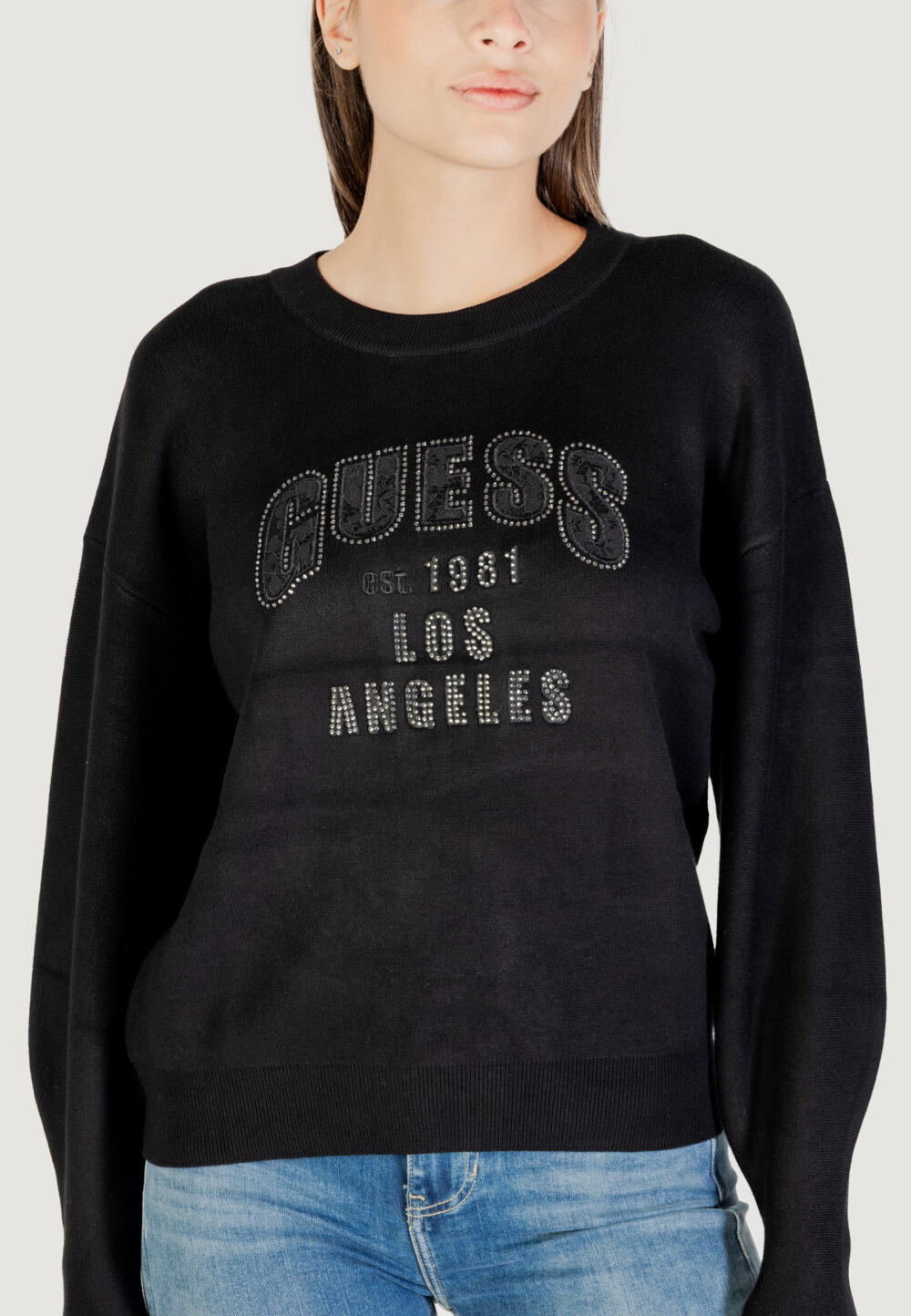 Maglione Guess LS CN LEIGHTON LOGO SWTR Nero - Foto 2