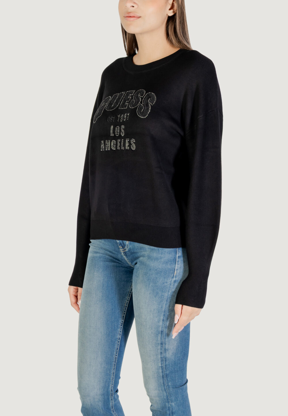 Maglione Guess LS CN LEIGHTON LOGO SWTR Nero - Foto 4