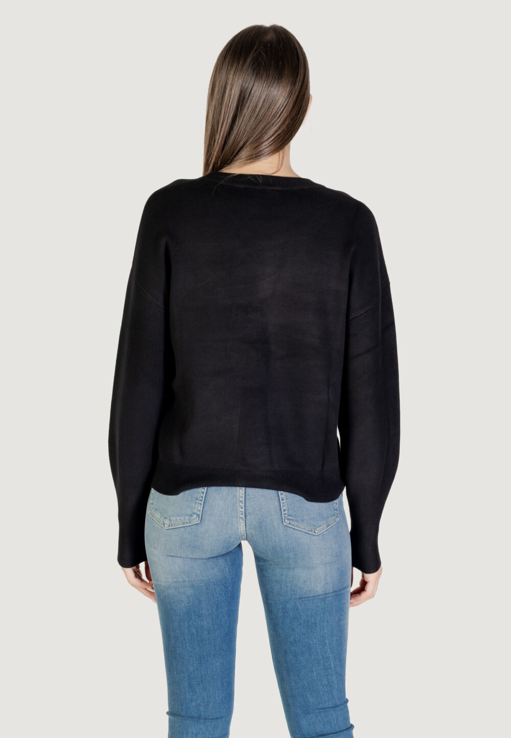 Maglione Guess LS CN LEIGHTON LOGO SWTR Nero - Foto 5