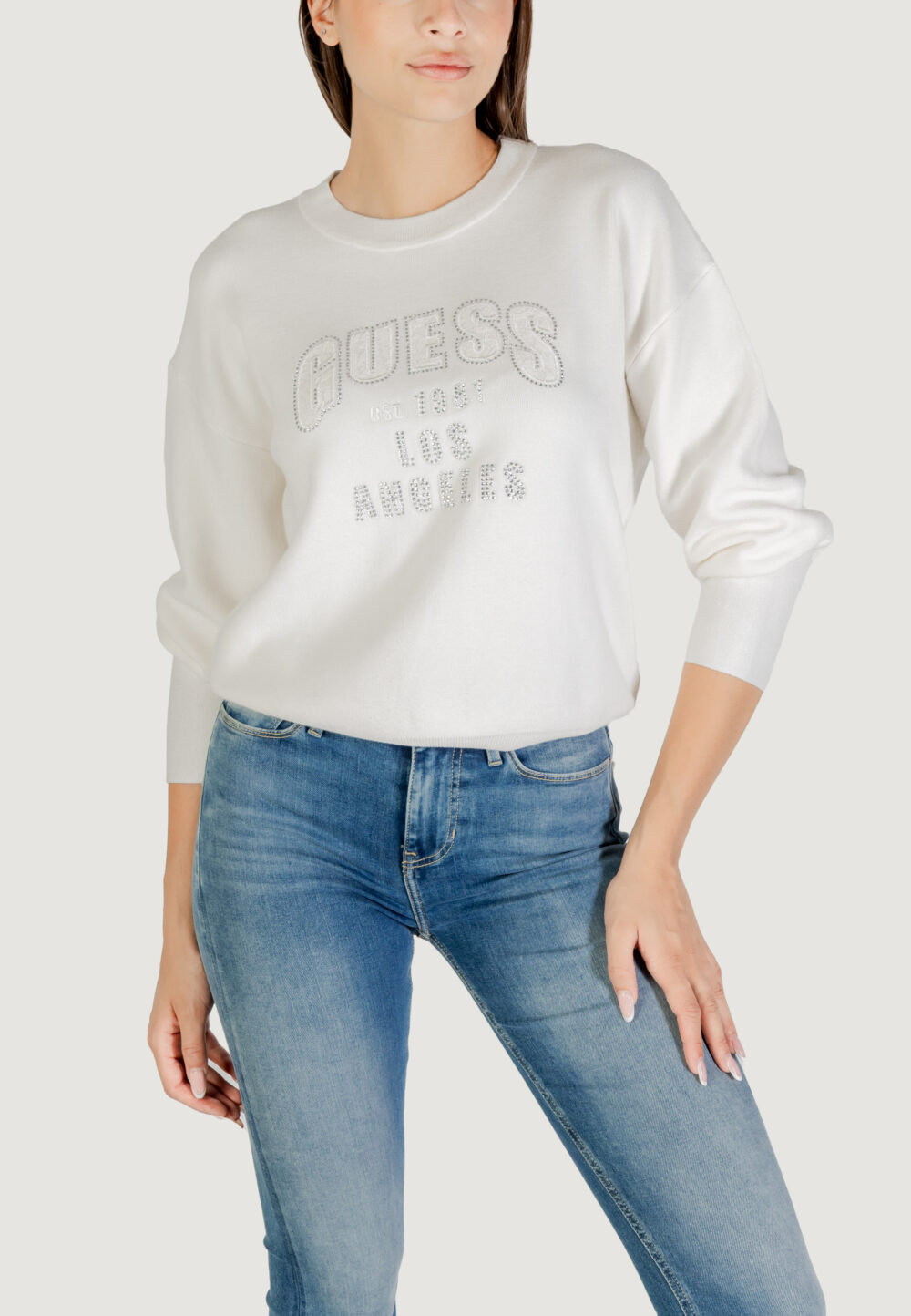 Maglione Guess LS CN LEIGHTON LOGO SWTR Panna - Foto 1