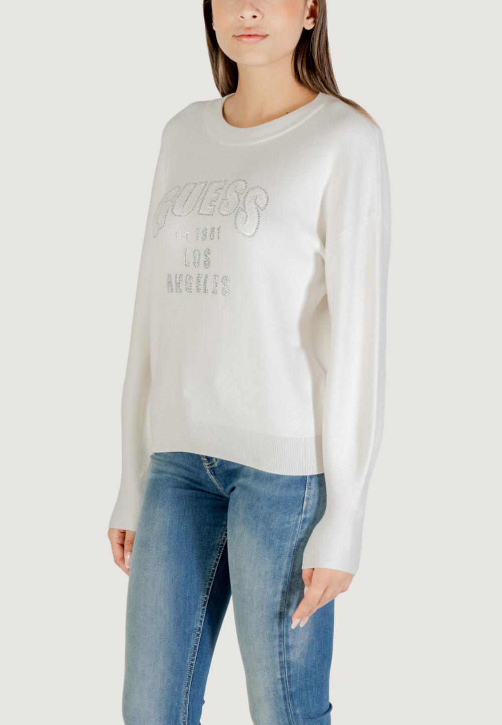 Maglione Guess LS CN LEIGHTON LOGO SWTR Panna - Foto 4