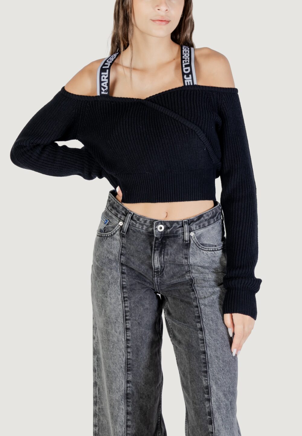 Maglione Karl Lagerfeld Jeans KLJ CUT-OUT SWEATER Nero - Foto 1