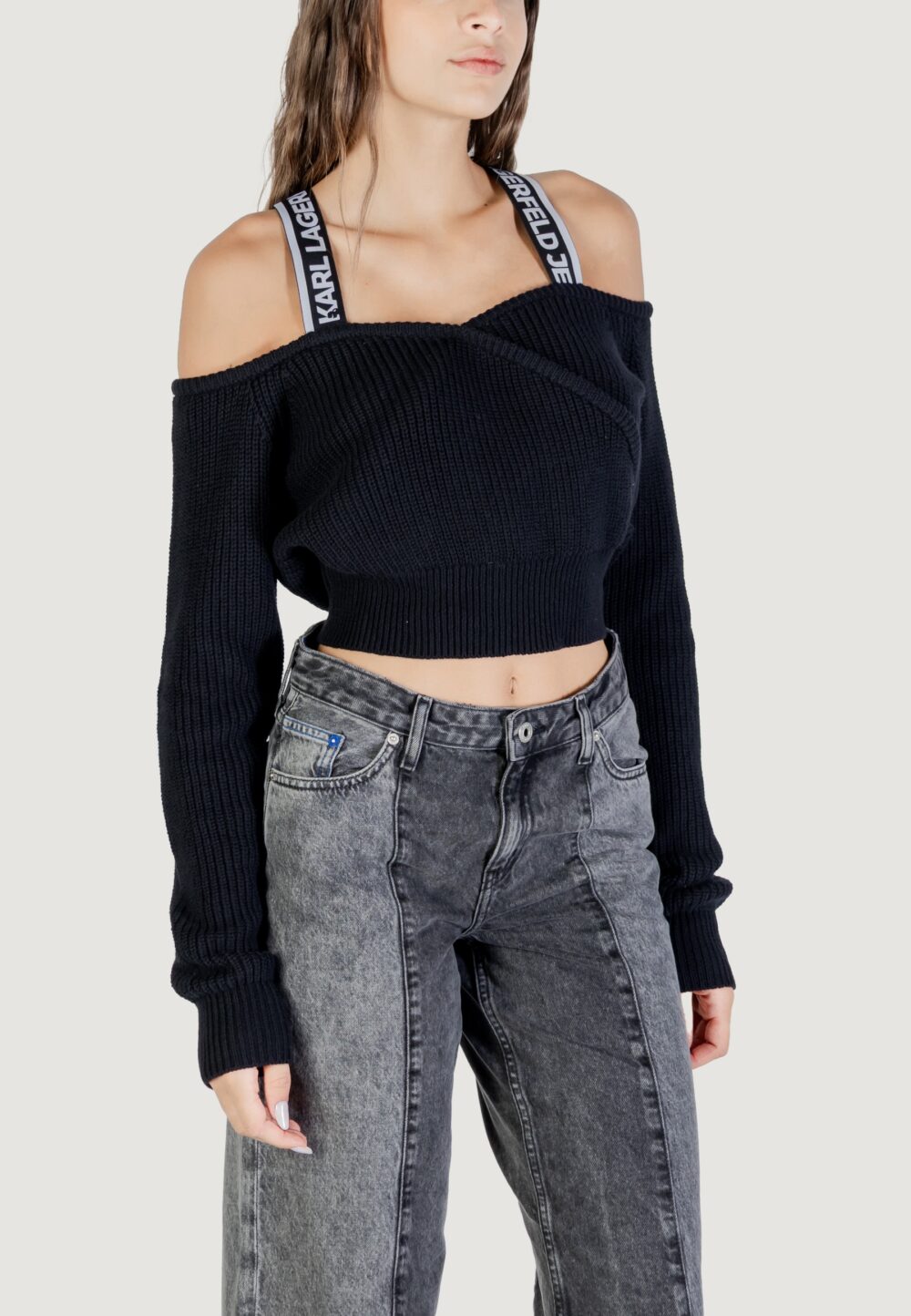 Maglione Karl Lagerfeld Jeans KLJ CUT-OUT SWEATER Nero - Foto 2