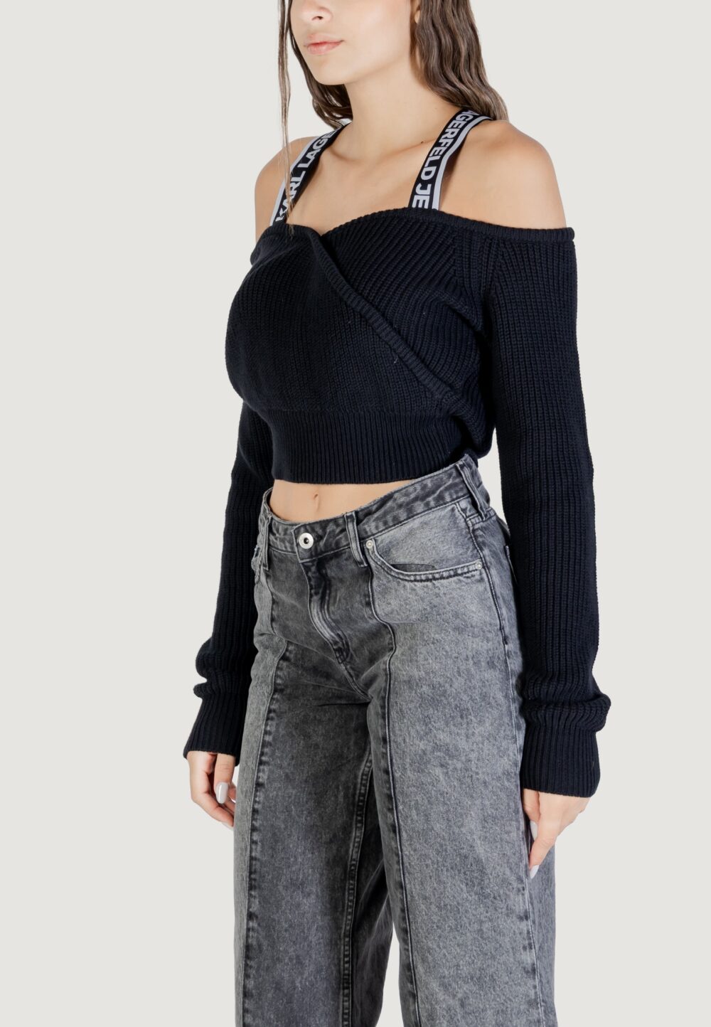 Maglione Karl Lagerfeld Jeans KLJ CUT-OUT SWEATER Nero - Foto 3