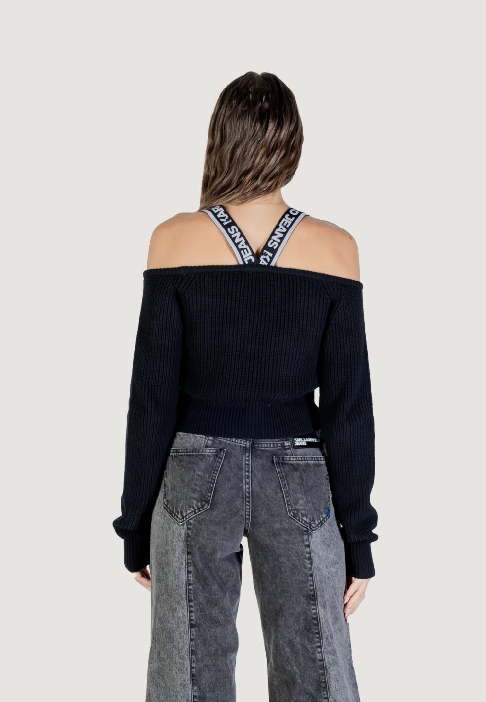 Maglione Karl Lagerfeld Jeans KLJ CUT-OUT SWEATER Nero - Foto 4