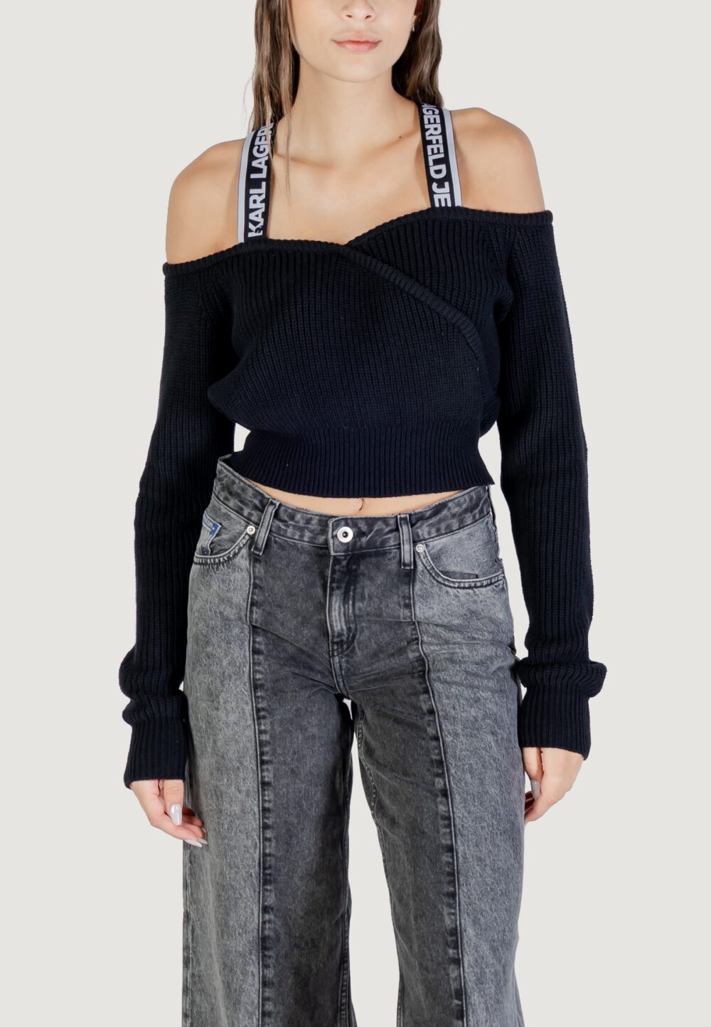 Maglione Karl Lagerfeld Jeans KLJ CUT-OUT SWEATER Nero - Foto 5