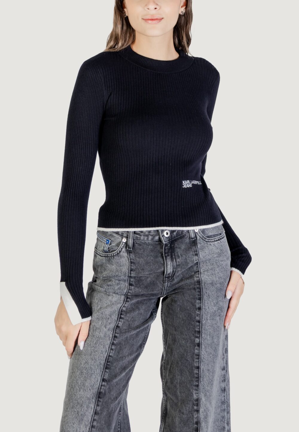 Maglione Karl Lagerfeld Jeans KLJ MOCK NECK SWEATER Nero - Foto 1
