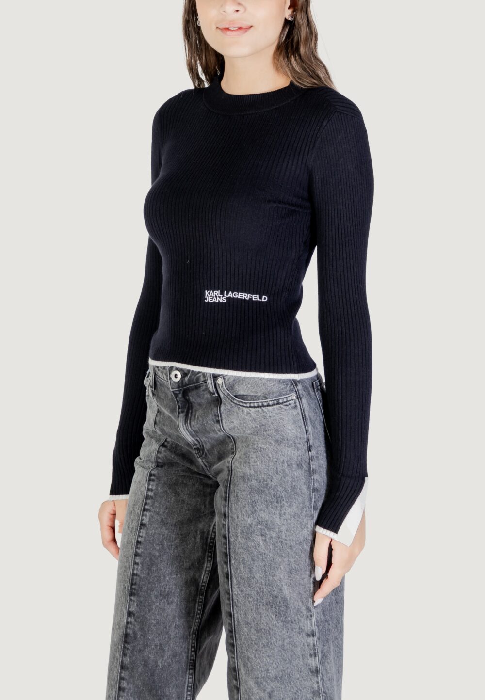 Maglione Karl Lagerfeld Jeans KLJ MOCK NECK SWEATER Nero - Foto 2