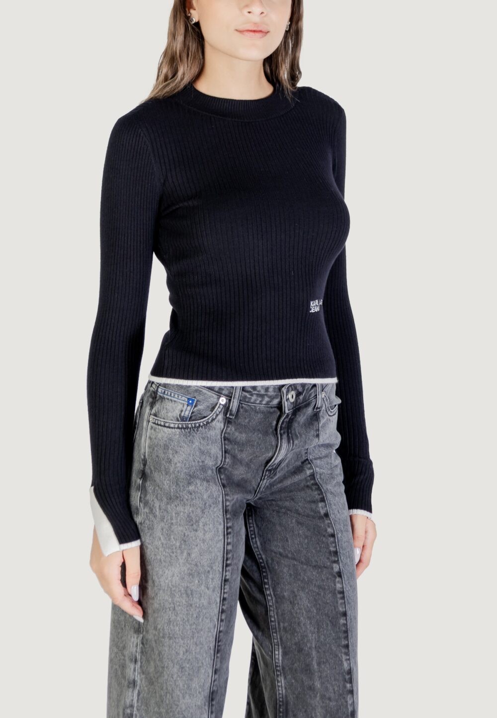 Maglione Karl Lagerfeld Jeans KLJ MOCK NECK SWEATER Nero - Foto 3